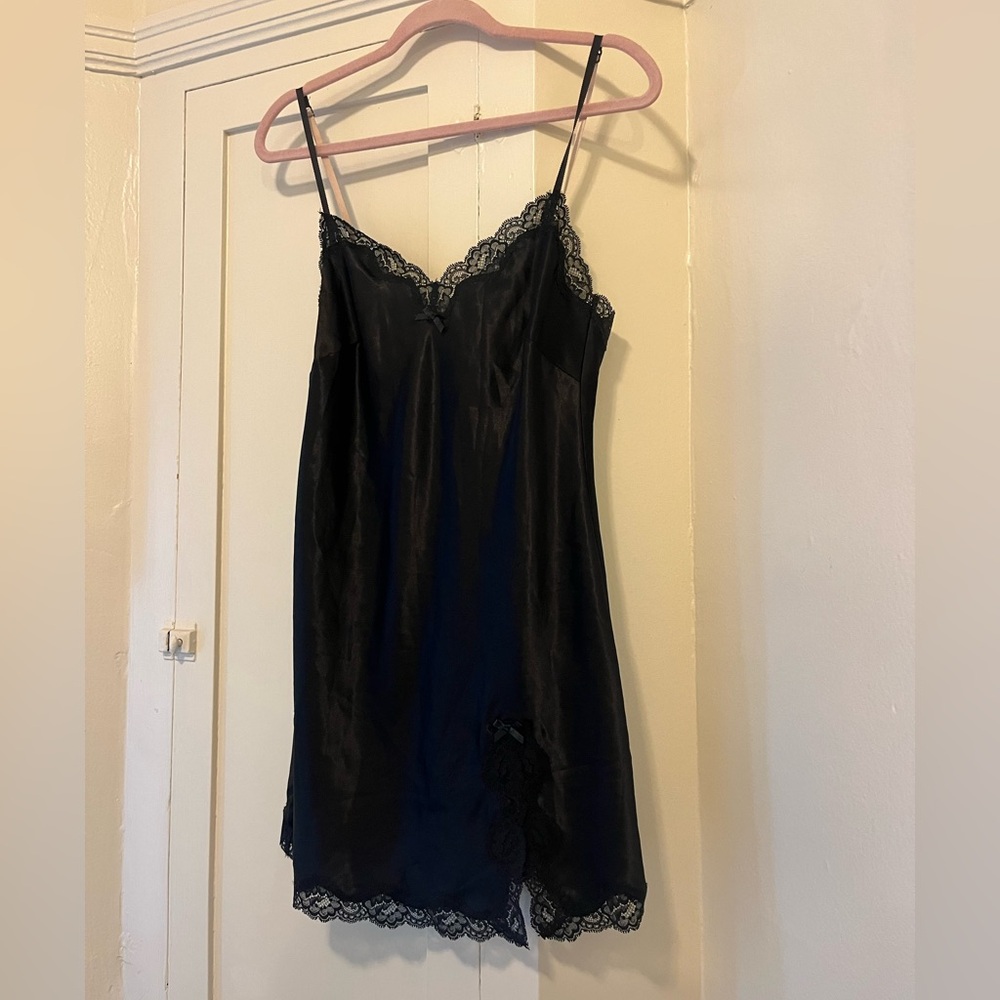 Victoria’s Secret | Black Lace Trim Slip Dress